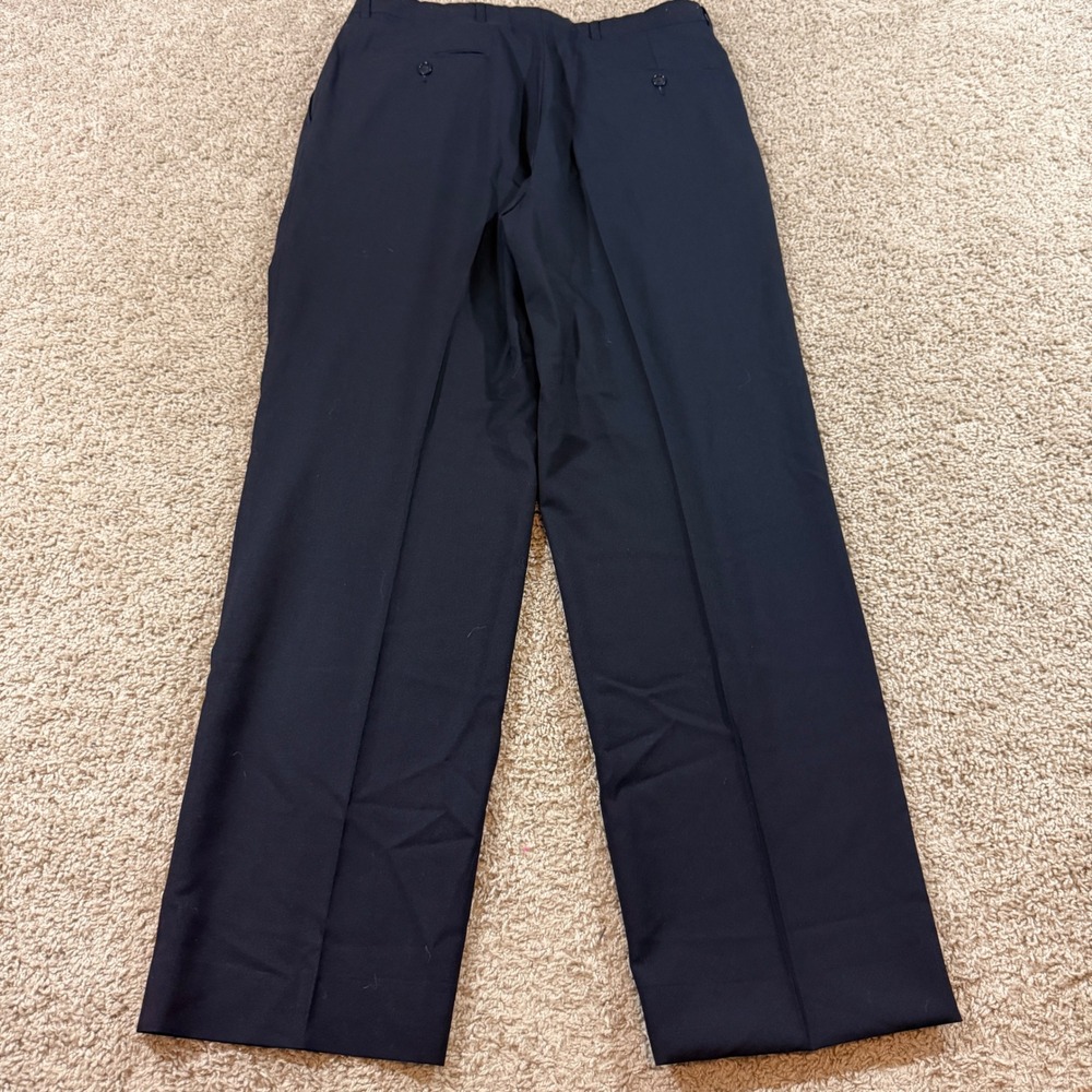 90s Hart Schaffner Marx Dress Pants Mens 34 Navy Blue Good Pleated Travelor USA